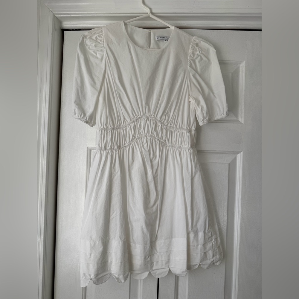 English Factory White Scalloped Poplin Mini Dress
